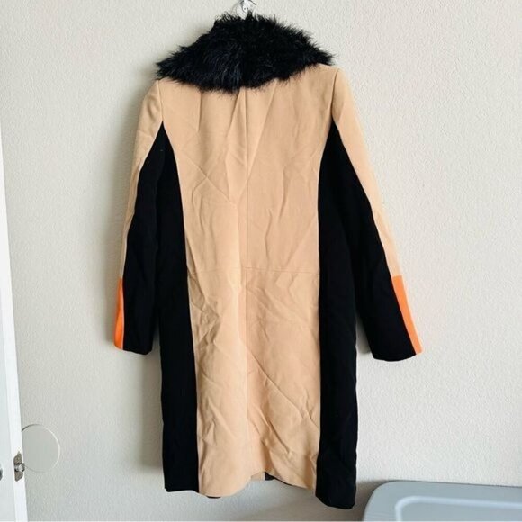 River Island Rare Hard to find Color block Tan mobwife Trench coat size 8 - Picture 4 of 10